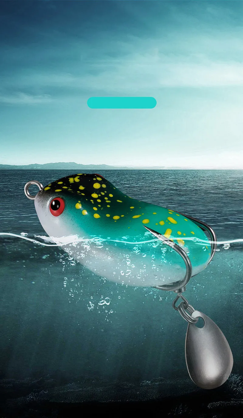 OUTKIT Mini Soft Frog Angelköder Spinner Köder Metall Pailletten Doppelhaken Donner Frog Bait7/12g Topwater Wobbler Swimbait – Detail 6