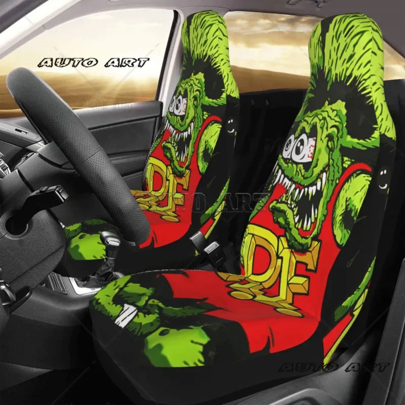 

Чехол на сиденье автомобиля Rat Fink, универсальный Передний защитный чехол с индивидуальным принтом, набор подушек
