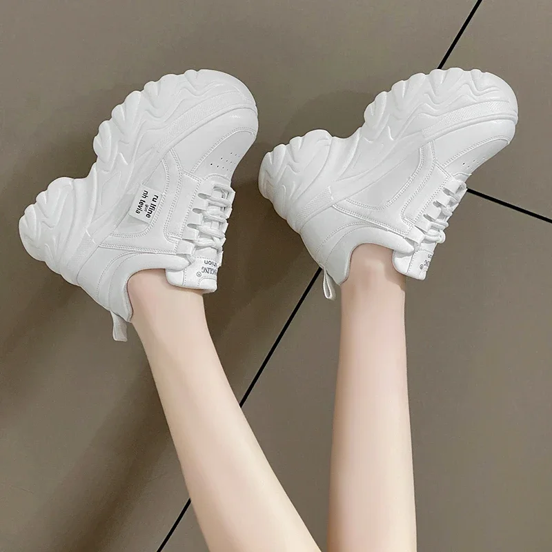 White Black Chunky Sneakers Women Spring Autumn Thick Bottom Dad Shoes Woman Fashion PU Leather Platform Sneakers Ladies Tennis - Image 4