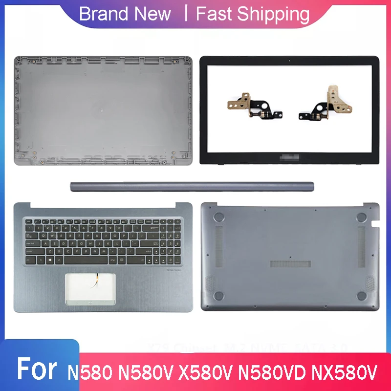 Nuova Custodia Inferiore Per Asus N580 N580V X580V N580Vd Nx580V Laptop Lcd Cover Posteriore Cerniere Lunetta Anteriore Poggiapolsi Copertura Cerniera