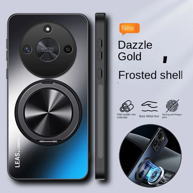 Huawei Honor Matte Hard Case with Ring Stand - Magnetic Protective Back Cover