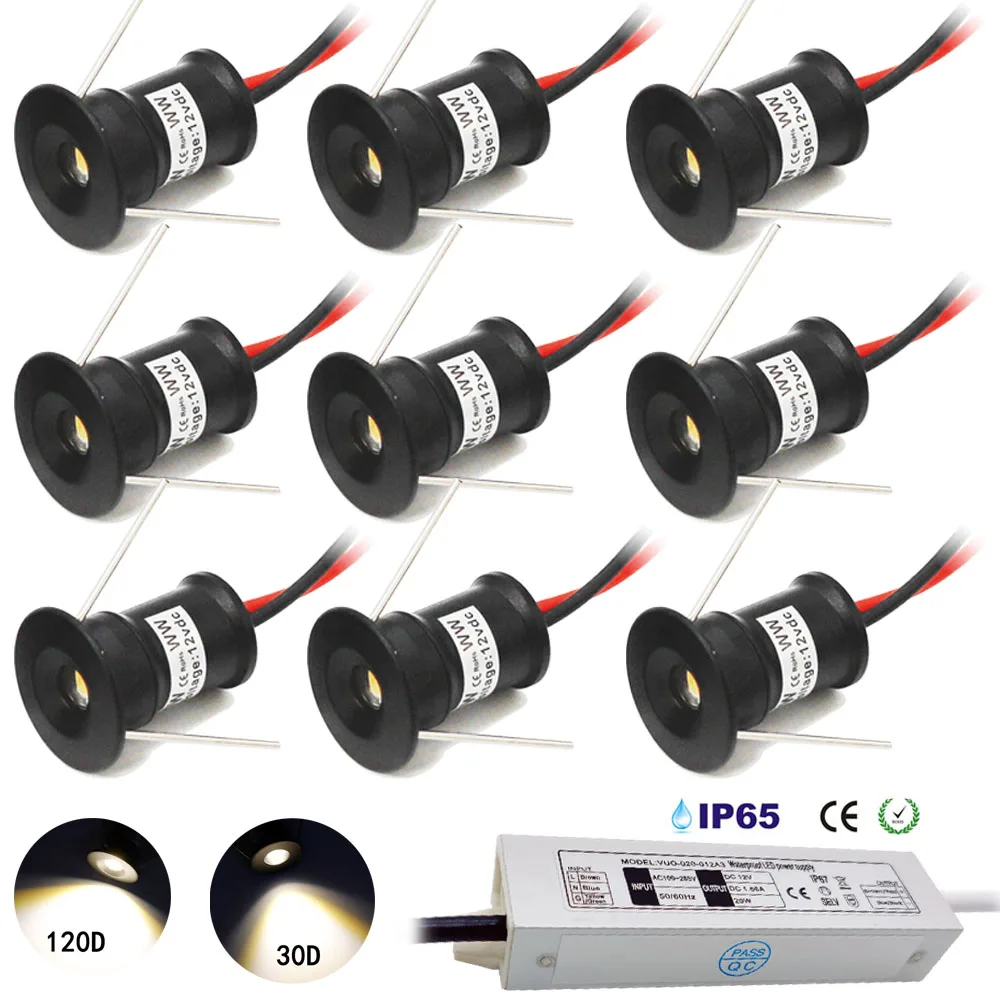 1W Mini LED Downlight 12V Indoor Ceiling Spotlight Bedroom Kitchen Spot Light Staircase Cabinet Party Lamps with Transformer