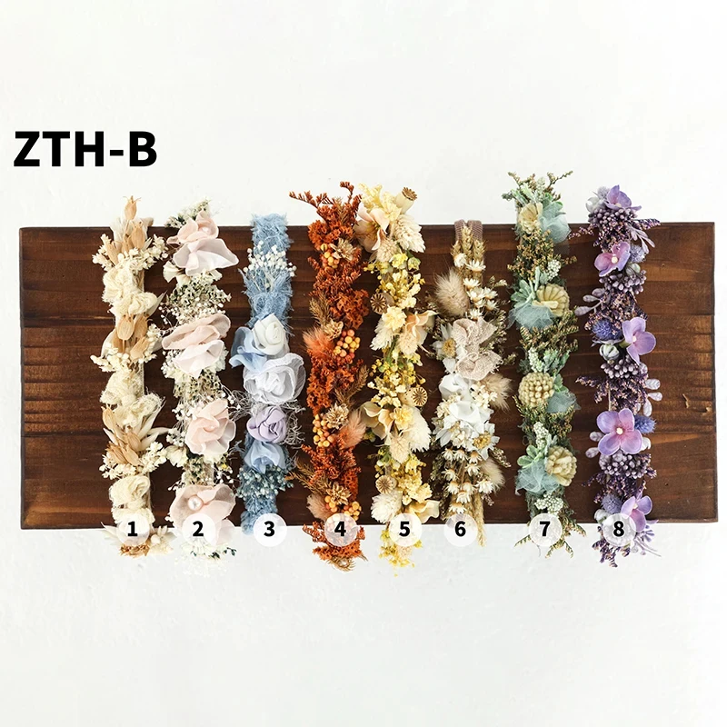 Baby Photography Accessories Full Moon Baby Artificial Flower Headband Decoration Adjustable Floral Headwear Newborn Photo Props - 4