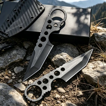 Coltello a lama fissa Full Tang compatto per arrampicata, backpacking, EDC, multiutensile, lama 440C, essenziale per campeggio, taglierino quotidiano, portatile per esterni.