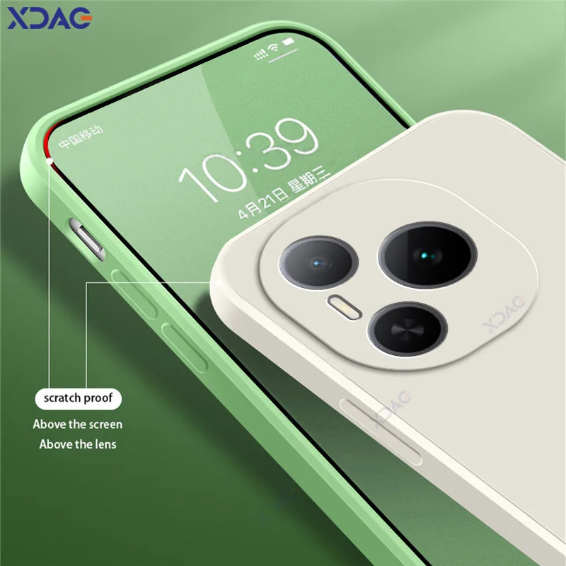 Luxury Dual Layer Cellphone Case with Lens Protection - Fashionable Soft Square Liquid Silicone Armor