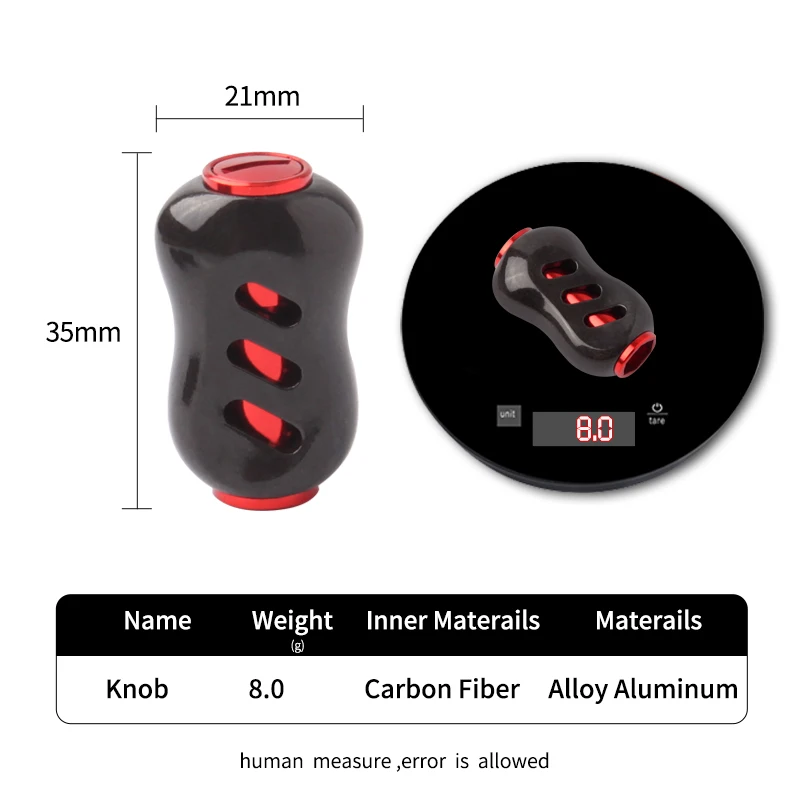 kawa 1pc New Fishing Reel Carbon Fiber Shell Knob For S/D Reel Handle Knob Include 2pc Bearings Fishing DIY Reel RockerAccessory