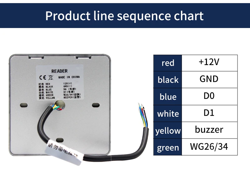 T886R Metal RFID Card 125Khz Proximity Card Access Control Slave Reader Wiegand