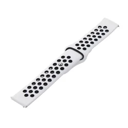 Silicone Sport Wristband - 20mm/22mm Strap in Multiple Colors for 22mm watch band (24 black and white)