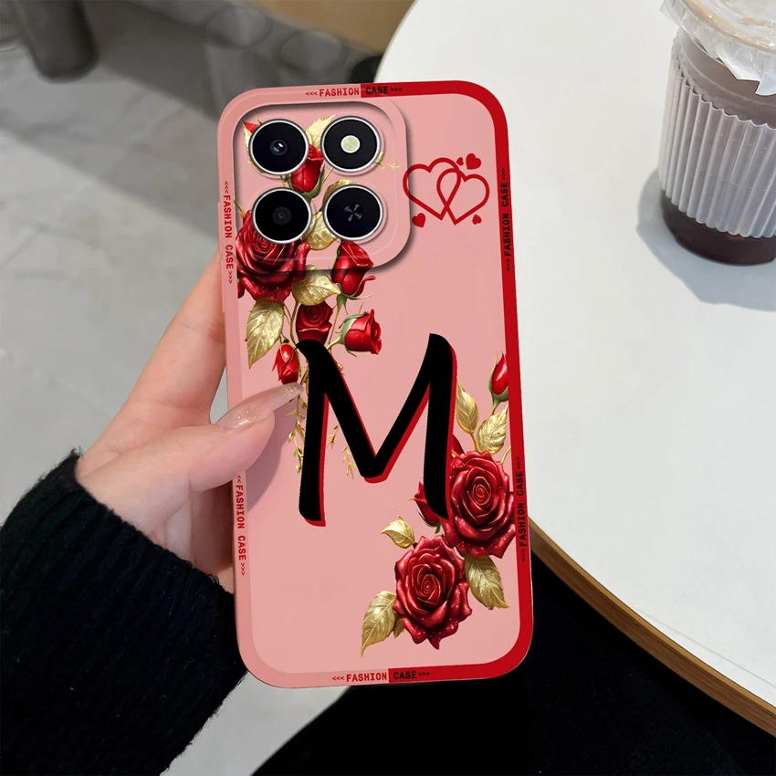 Fashionable Matte Silicone Floral Letter Design Shockproof Protective Phone Case