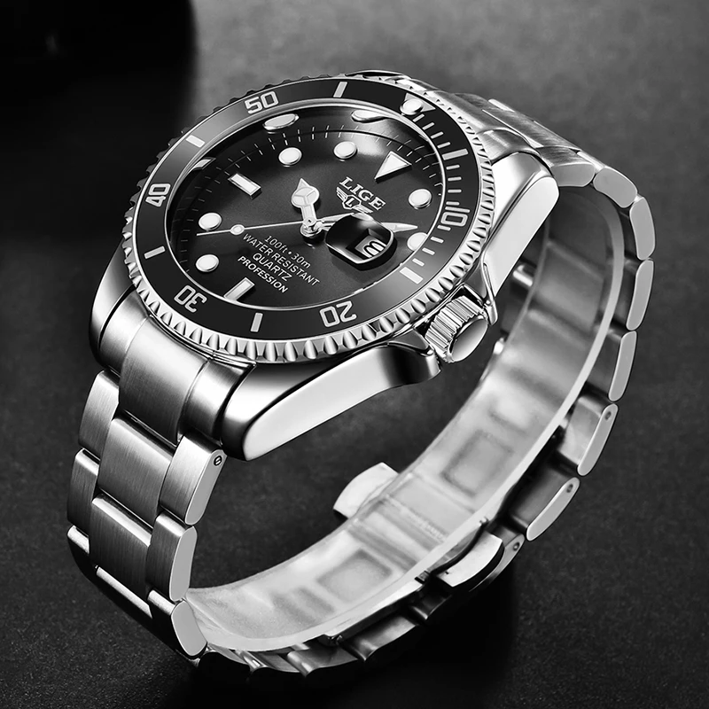 Quartz Watch For Men LIGE Casual Business Waterproof Chronograph