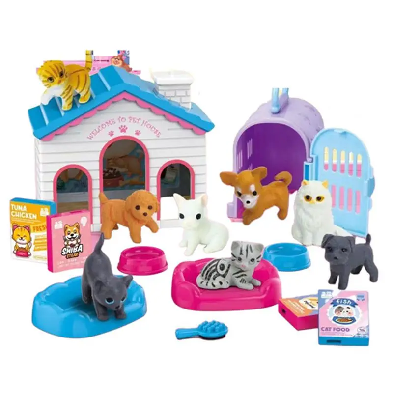 

Kawaii Items Kids Toys Miniature Dollhouse Accessories Pet Animal Cat Dogs Shop For Barbie House DIY Game Christmas Present Gift