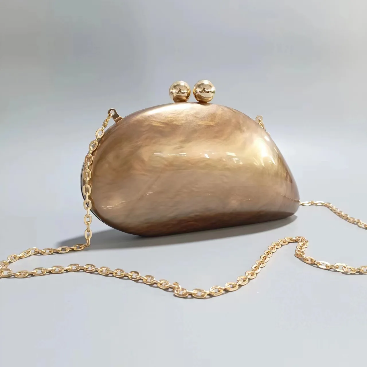 Brand Design Pearl Champagne Green Acrylic Evening Bag Totes Party Clutch Purse Lady Wallet Stylish Shoulder Chain Chic Handbag