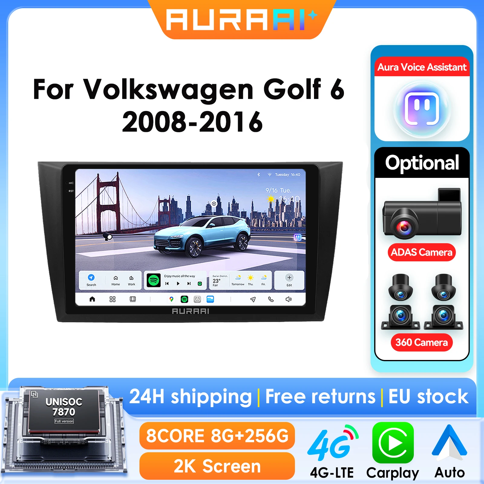 2 DIN auto radio za Volkswagen Golf 6 2008-2016 1 2 DIN auto radio za Volkswagen Golf 6 2008-2016 1