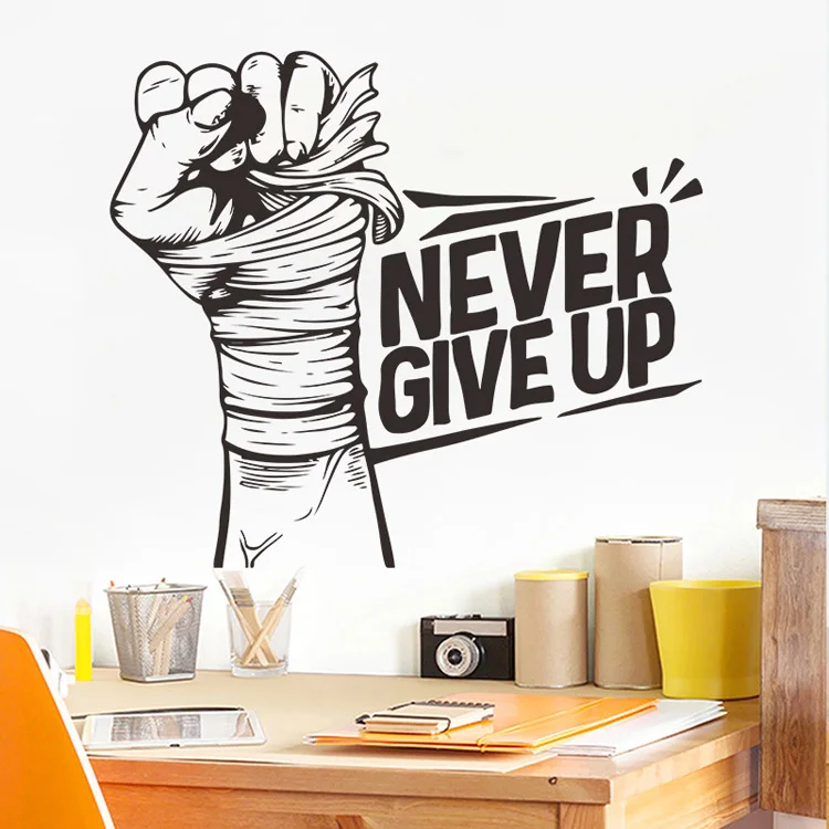 NEVER GIVE UP Inspirierender Wandaufkleber, Schlafzimmer-Hintergrund für Heimdekoration, Kinderzimmer-Dekoration, Tapete, kreatives Muster, Mual – Detail 5