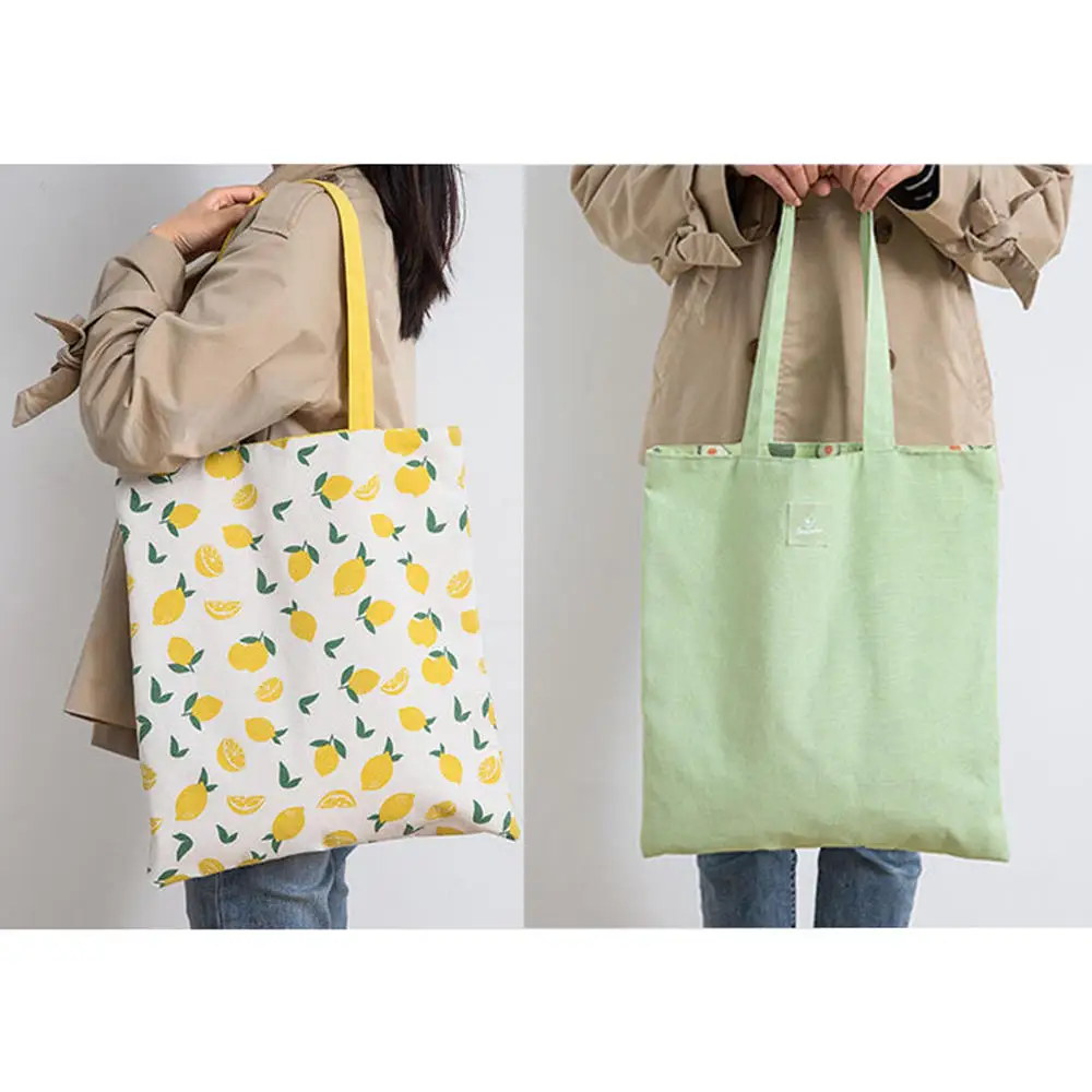 Cotton And Linen Handbag Shopping Bag Millet Wheat Fabric Double-Sided Reusable Large Capacity Tote Shoulder Bag Eco Friendly