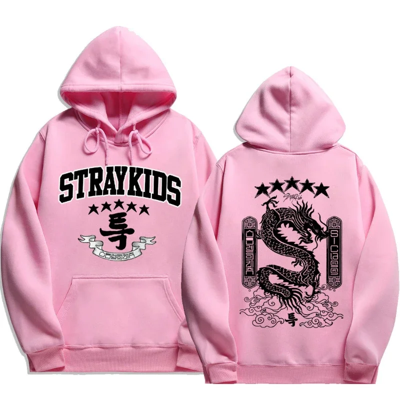 

Korea Stray Kids Men's and Women's Casual Hooded Five-star Dragon Pattern Streetwear Hip-hop Style Gift Unisex Hoodie Sweatshirt