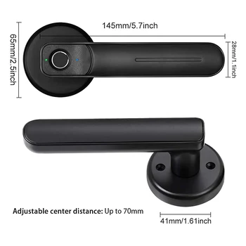 Fingerprint Door Lock Handle USB Rechargeable Anti Theft Smart Electric Biometric Keyless Security Entry with 2 Keys for Home 6