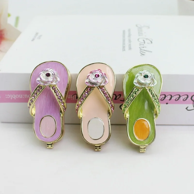 SHINNYGIFTS Handbemalte Flip-Flops-Schmuckschatulle mit Kristall-Emaille-Design, Schmuckstück, Andenken, Organizer, Heim-Badezimmer-Schreibtisch-Dekoration