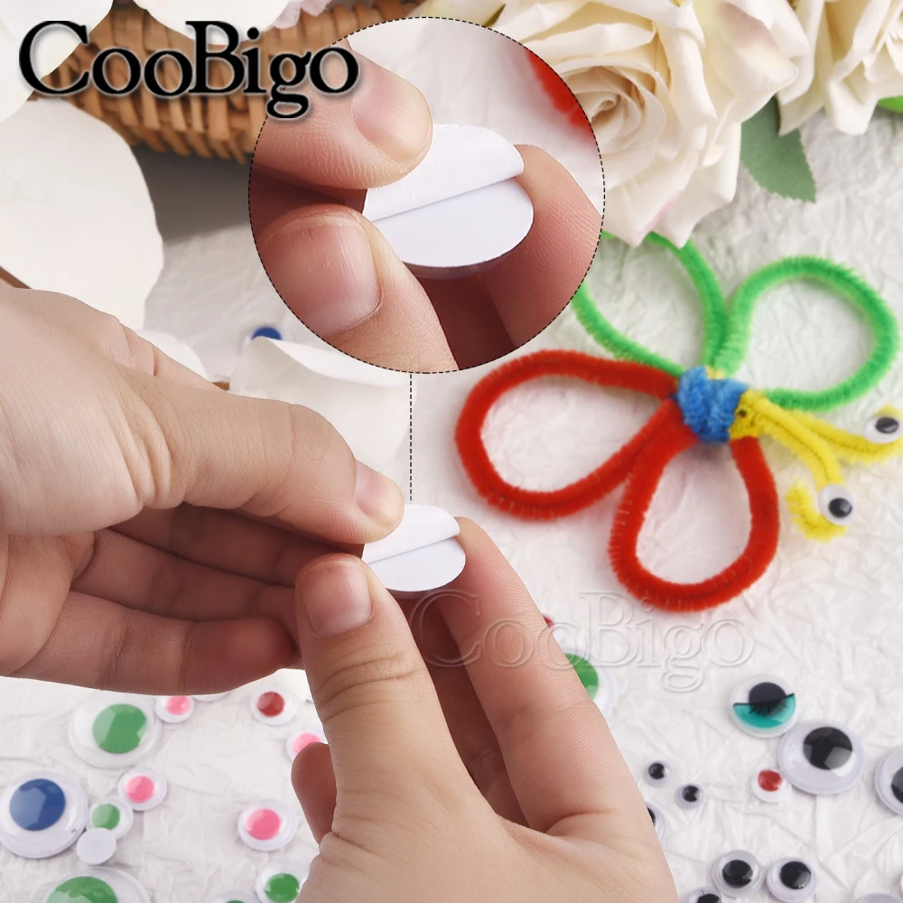 100pcs/500pcs Self-adhesive Wobbly Googly Wiggle Eyes 3D Moving Eye DIY Scrapbooking Toys Dolls Kids DIY Accessories 5-40mm