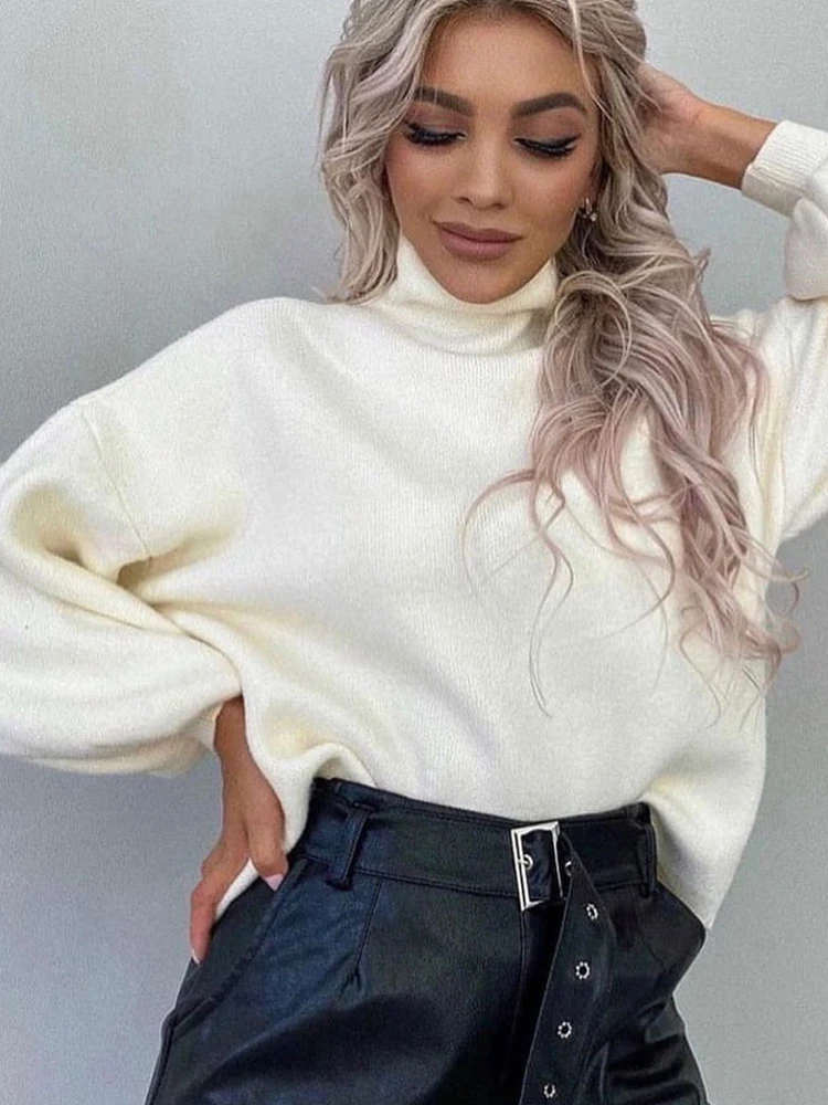 

Fashion Pullover Female Clothing Oversized Sweater Women Pullovers New Autumn Winter Turtleneck Loose Fitting Knitwear Sweaters