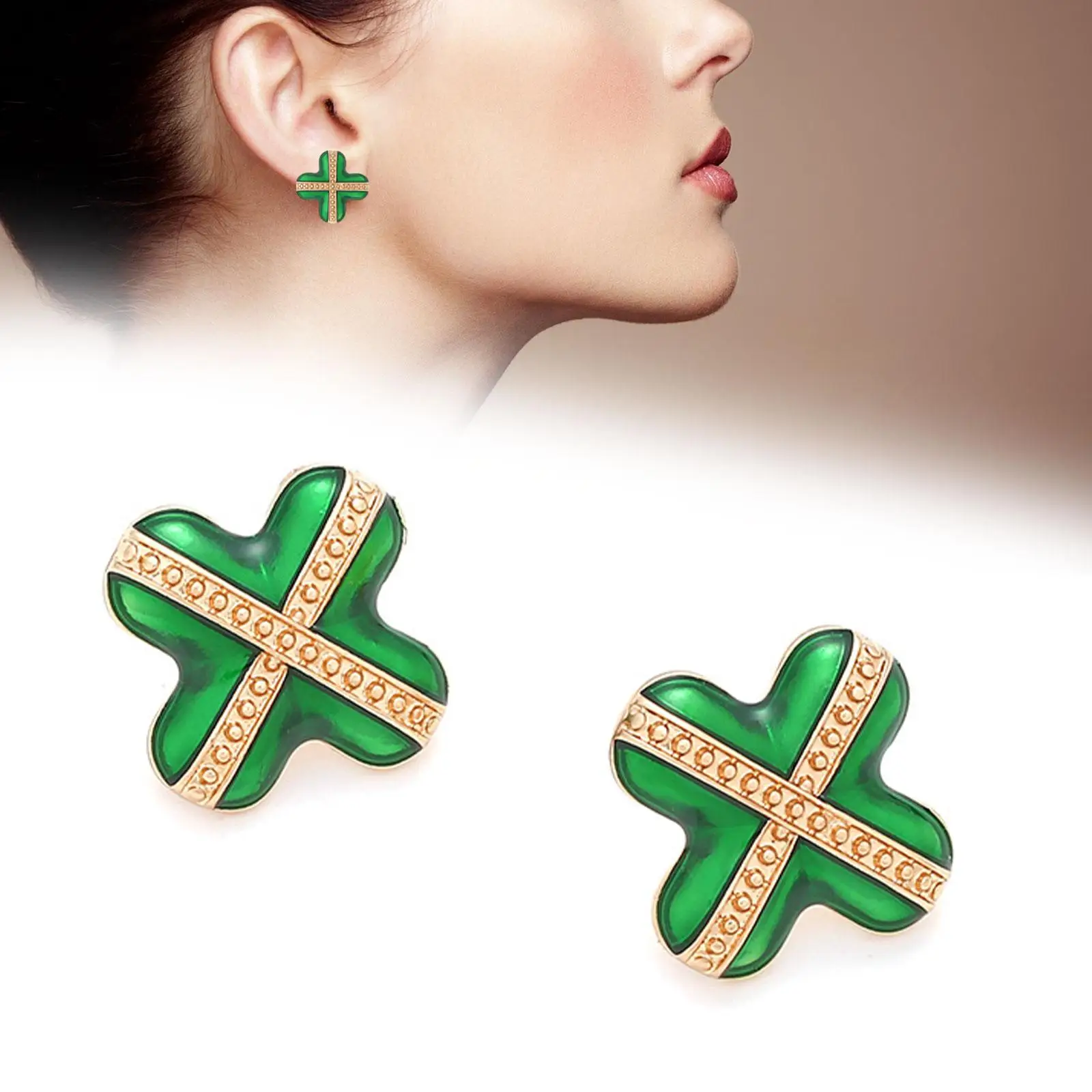 2Pcs ST. Patrick`s Day Earrings Decor Costume Irish Ear Studs Mardi Gras Earrings for Mardi Gras Party Birthday Holiday Carnival