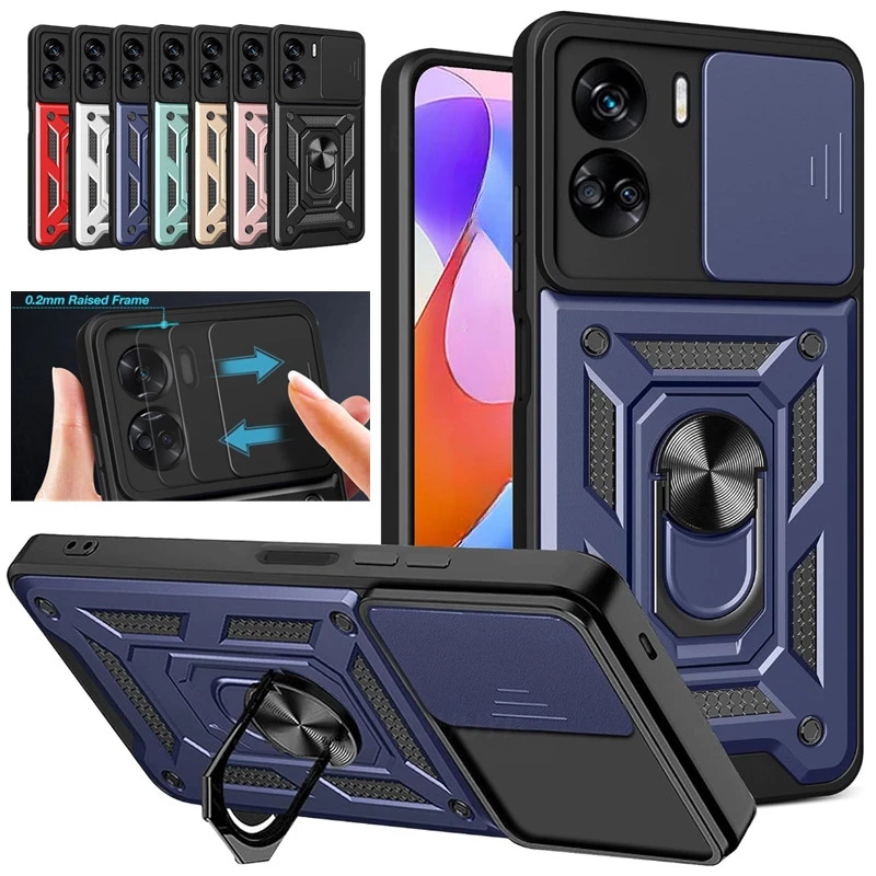 Enhanced Shockproof Case with Ring Holder and Lens Protection - Durable Armor Design