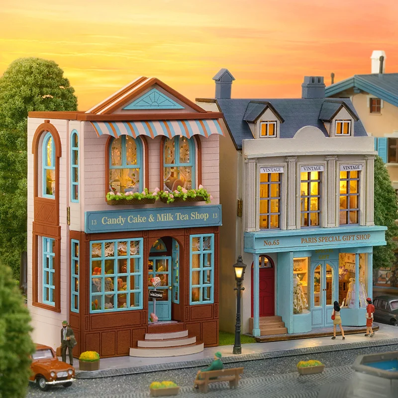 DIY Wooden Miniature Model Kit Sweet Dream House Casa Doll Houses With Furniture 3D Puzzle Dollhouse Home Decor Friends Gifts 2
