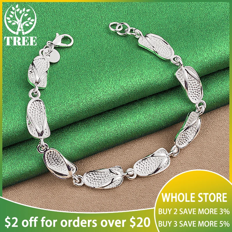 

ALITREE 925 Sterling Silver Slippers/Flip Flops Chain Bracelets For Woman Party Wedding Fashion Fine Jewelry Lady Birthday Gifts