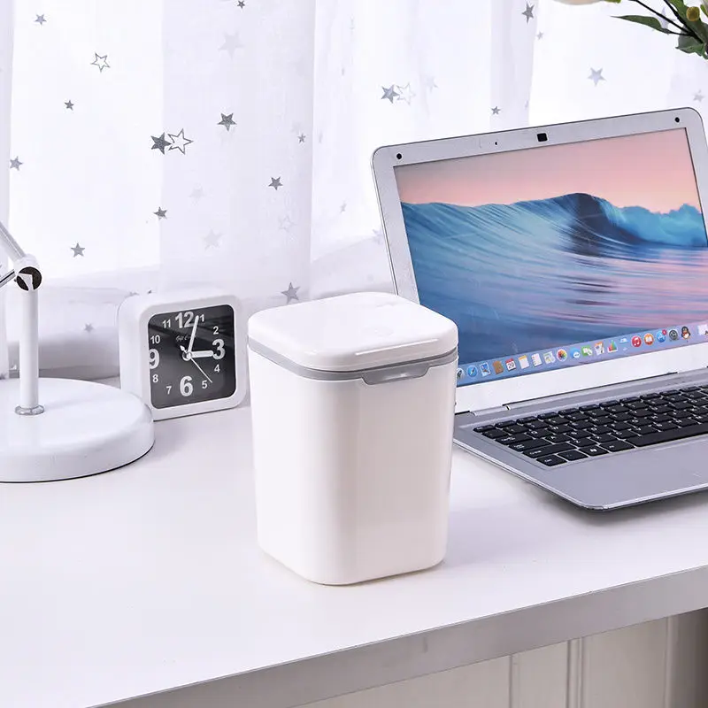 Mini Trash Can Organizer For Desktop Open Automatically Dustbin Wastebasket Container Detachable Garbage Basket For Household