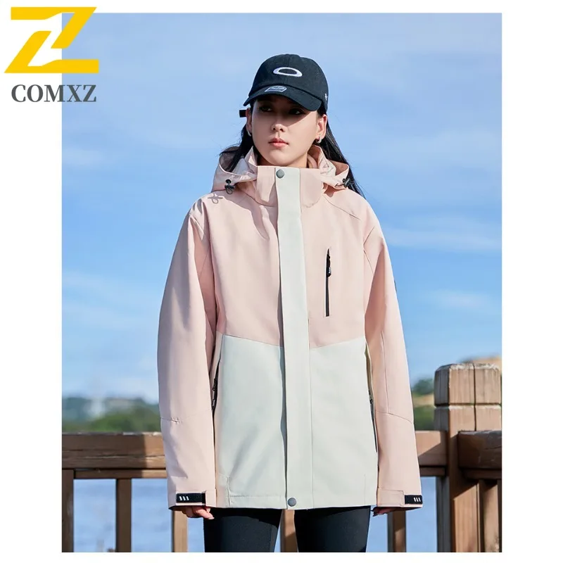 COMXZ Brand Men Jacket Simple Hooded Outdoor Adventure Multi-Function Warm Parka Solid Color Travel Lightweight Winter Clothing