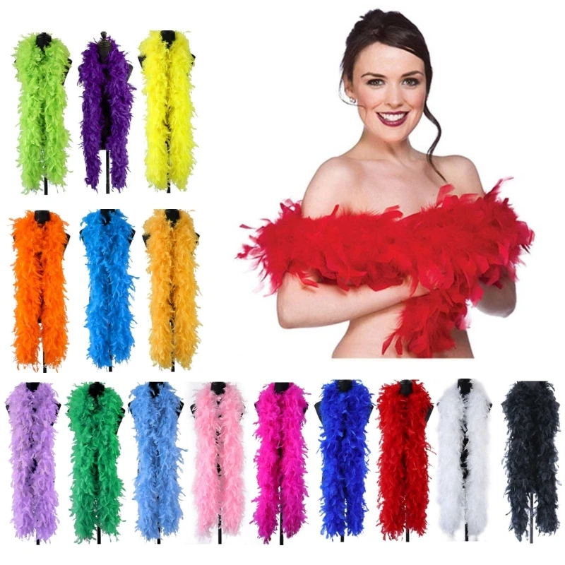 7 Boas De Plumas De 200 Cm - Multicolor, Para Fiestas, Disfraces Y Manualidades