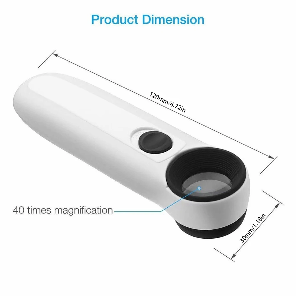 Jewelry Magnifier Jewelry Magnifying Glass Magnifying Glass Soldering Magnifier Soldering Repair Magnifier Magnifying Glass Lamp 40x 3.5mm LED Light Magnifying Glass Loupe Handheld Microscope Magnifier Illuminated lamp For Circuit Boards Hallmarks Jewelry