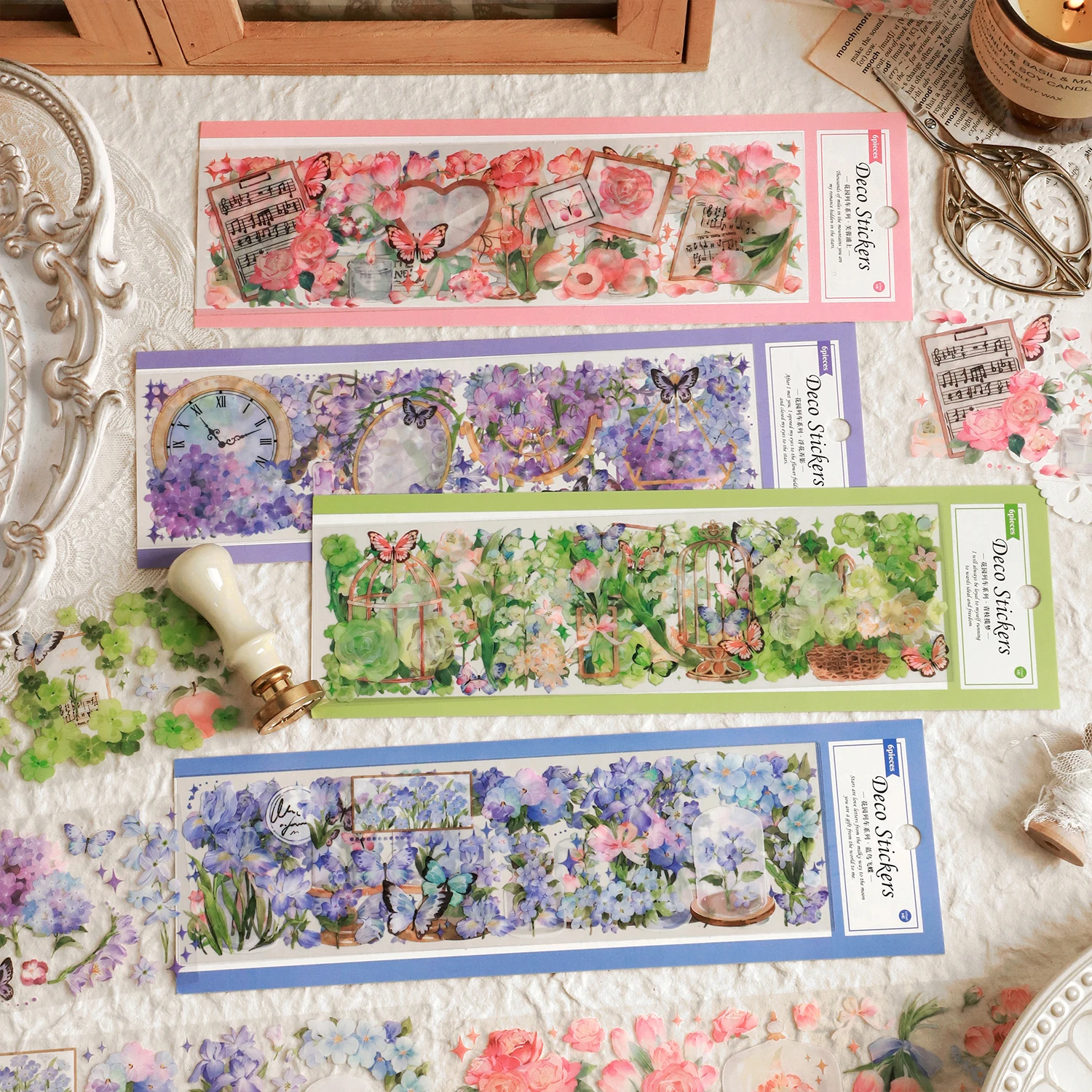 

8packs/LOT Garden Train series retro message PET sticker