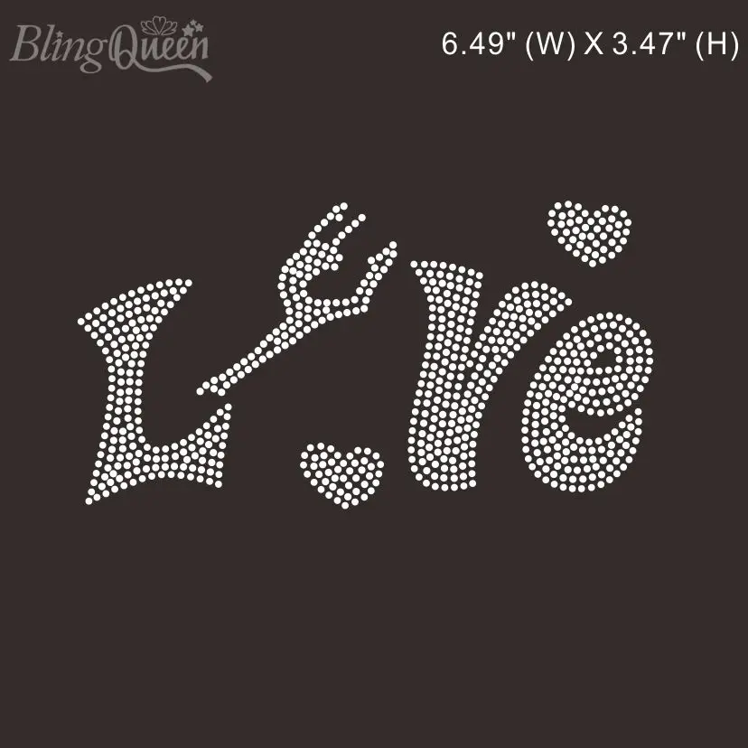 

BlingQueen-Iron On Rhinestone Transfers, Love Dance Design, Custom Orders are Welcome, Hot Fix Motifs, 25Pcs Lot
