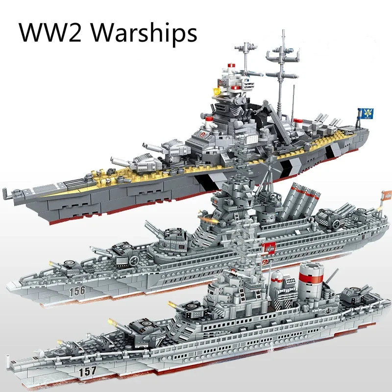 Ww2 Navi Da Guerra Militari Serie Building Blocks Battleship Bisk Colossus Modello Ww2 Military Soldier Arma Toys