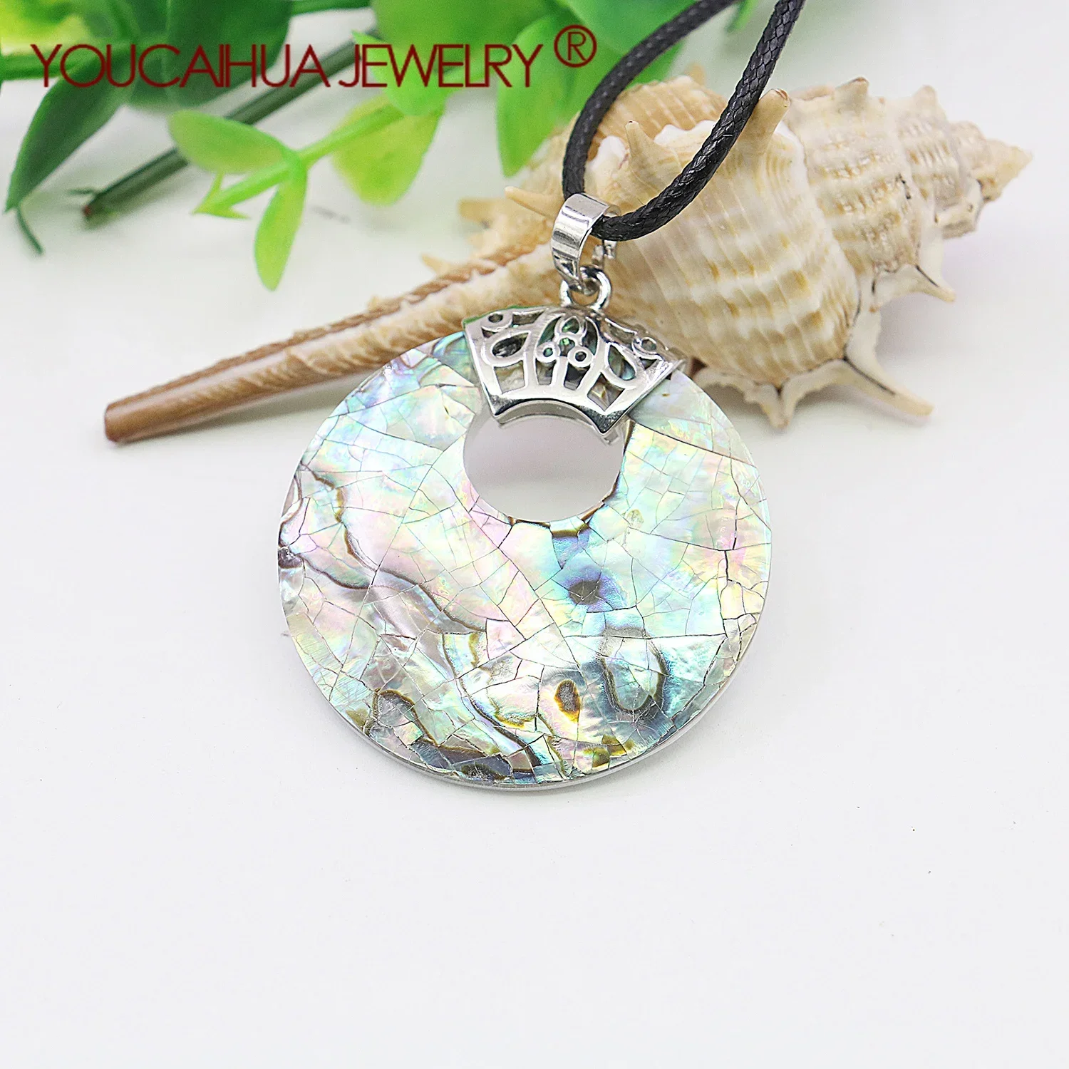 39mm Natural Multicolor Sea Shell DIY Necklace Pendant,Circular Pattern Lucky Pendant, Unisex Gift,Party/Banquet Jewelry Design