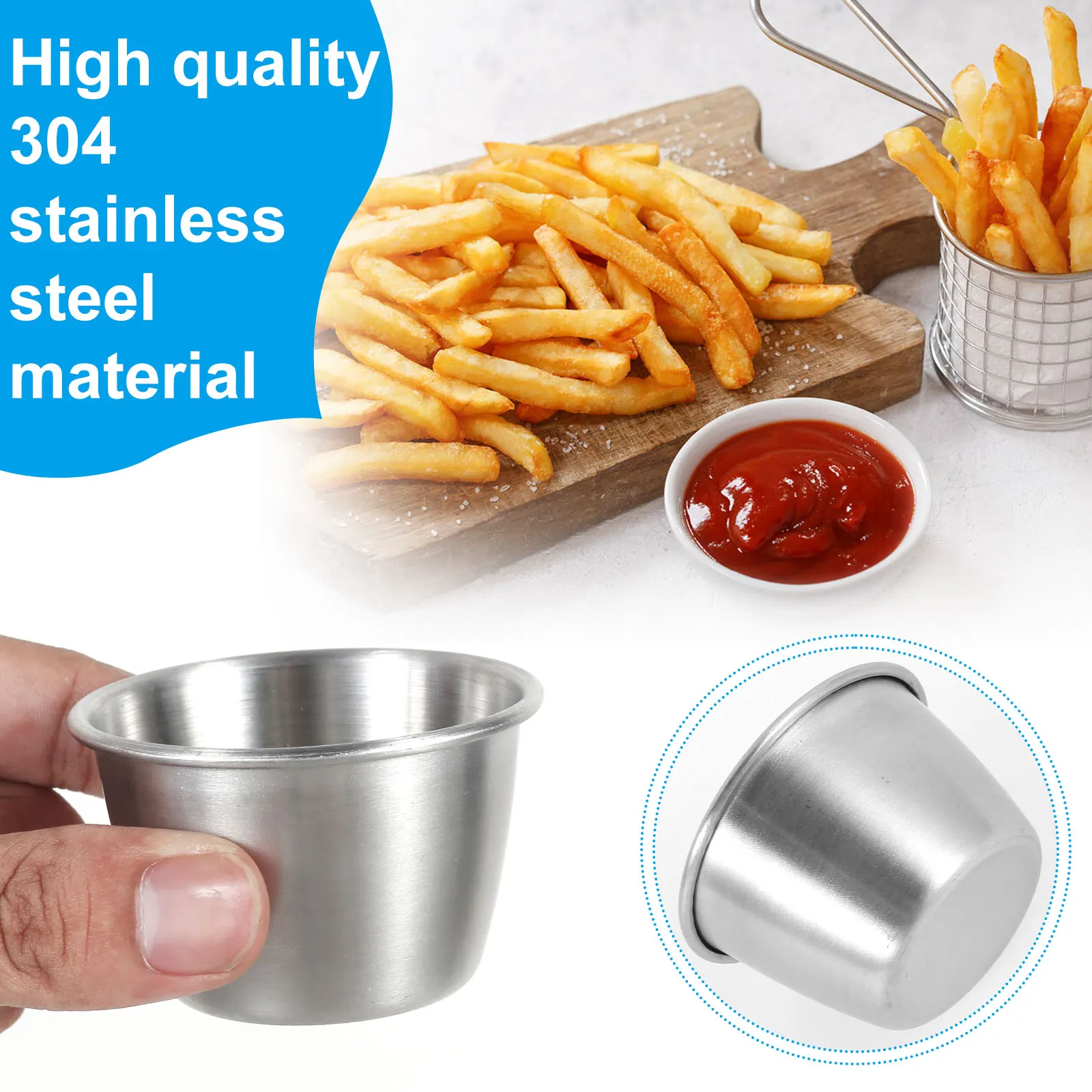 6Pcs Salad Dressing Container 2.4 oz Stainless Steel Small Condiment Container with Lids Leakproof for Kids Lunch Containers Box