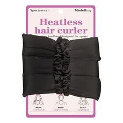 Silk Heatless Curling Headband and Hair Scrunchie Set - Size fits all (Black)