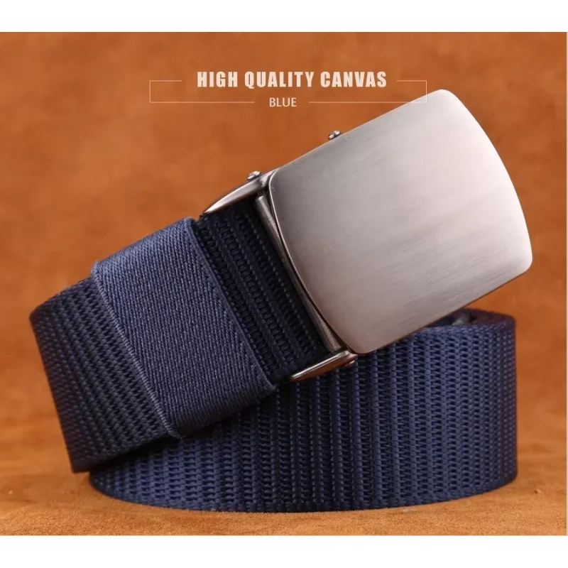 Fashion Unisex Canvas Belt Metal Tactics Woven Belt Canvas Casual Pants Cool Wild Gift Belts