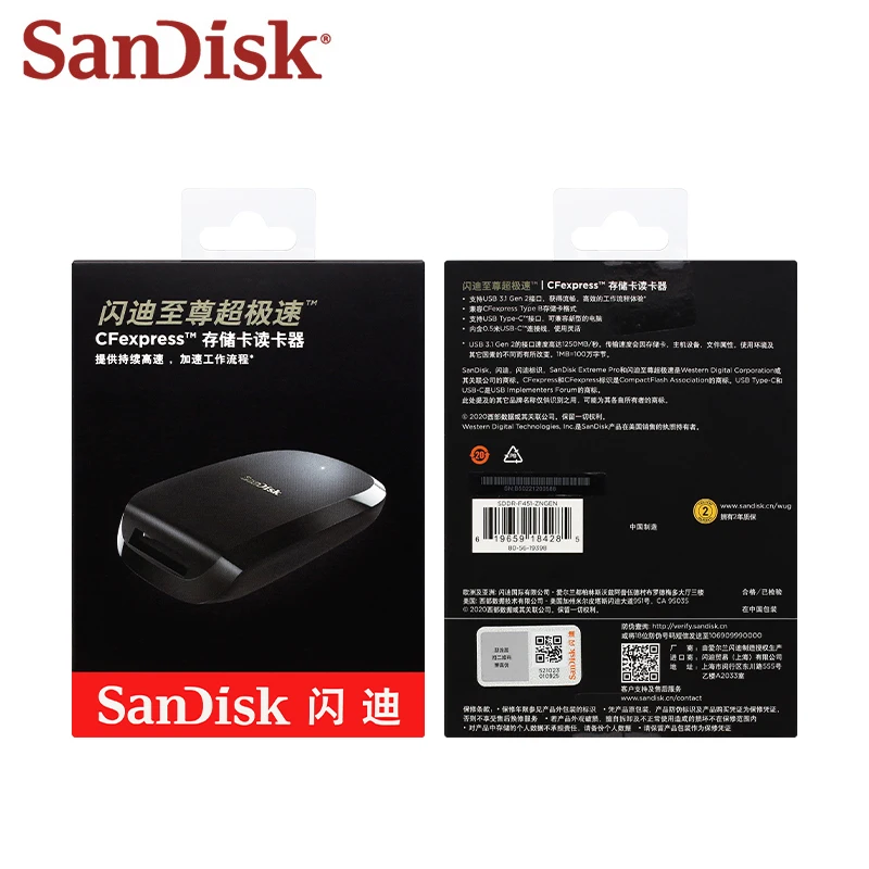 SanDisk CFexpress Type B 카드 리더기 SDDR-F451 USB-C 3.1 Gen2 전문가용 메모리 카드 리더기 (카메라용)