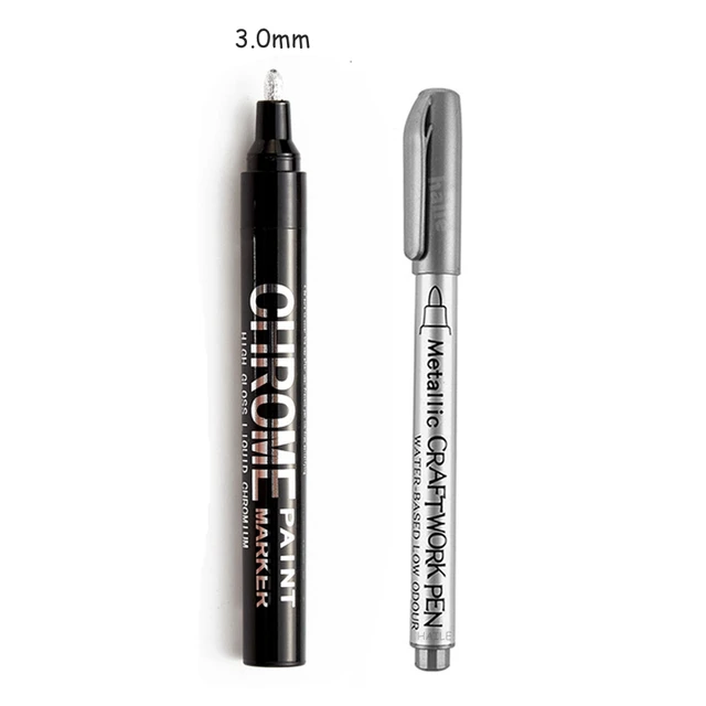 Haile Liquid Mirror Marker Silver Markers Pen DIY Reflective Paint Pens Mirror Markers Chrome Finish Metallic Art Craftwork Pen Marker Set -3.0mm H