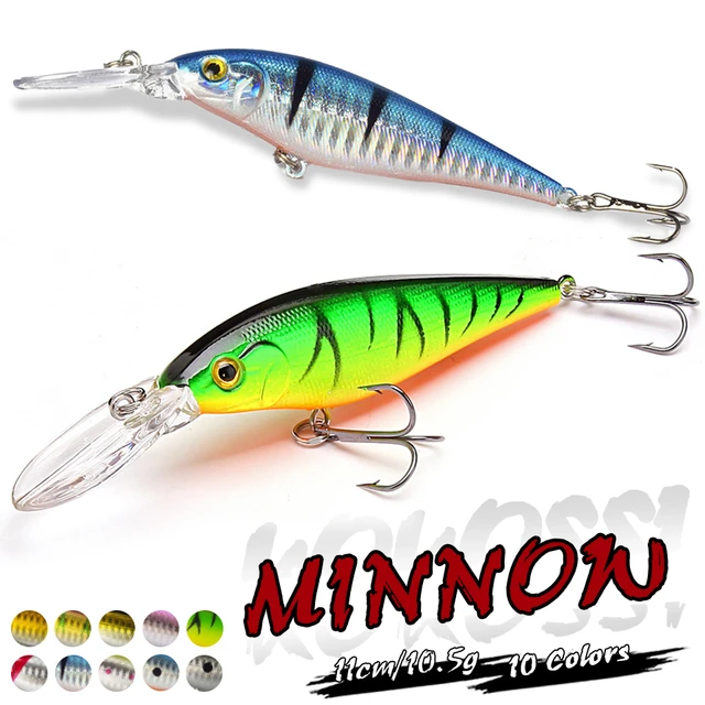 1.5-4m 10.5g 11cm Hard Bait Minnow Fishing lures Crankbait Wobbler Depth  Dive Bass Fresh