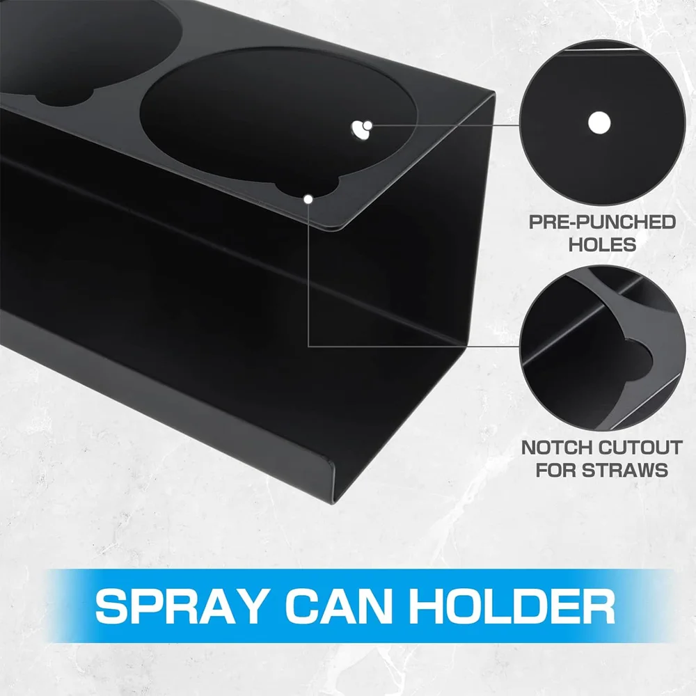 Tool Storage Rack Wall-mounted Bottle Storage 5 Can Holes Shelf Steel Aerosol Spray Can Organizer for Garage Home Storage garage storage shelves