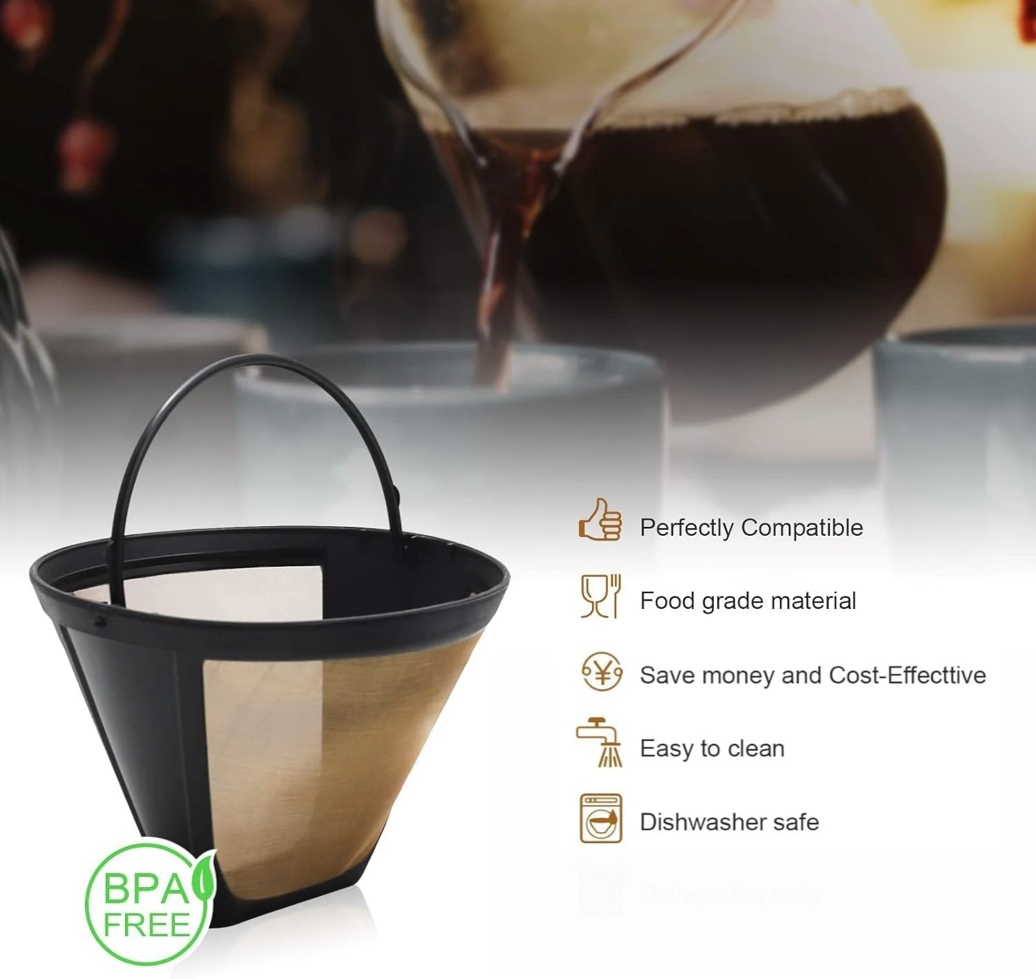 فلتر قهوة متوافق مع ماكينة صنع القهوة Cuisinart &...