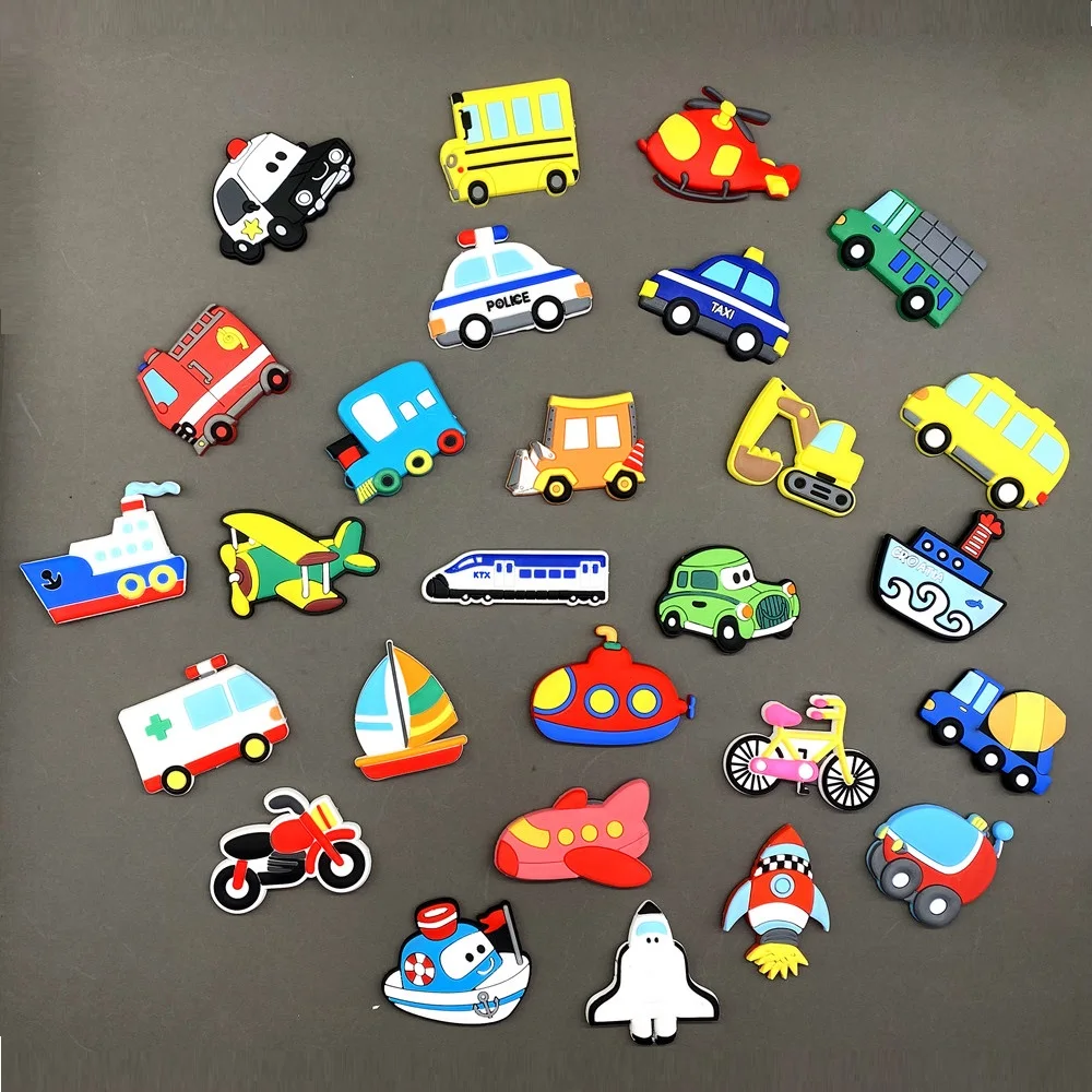 

1 Set Cartoon Car Airplane Fridge Magnets PVC Toddlers Early Education Toys Cute Magnetic Magnets for The Refrigerator Decor