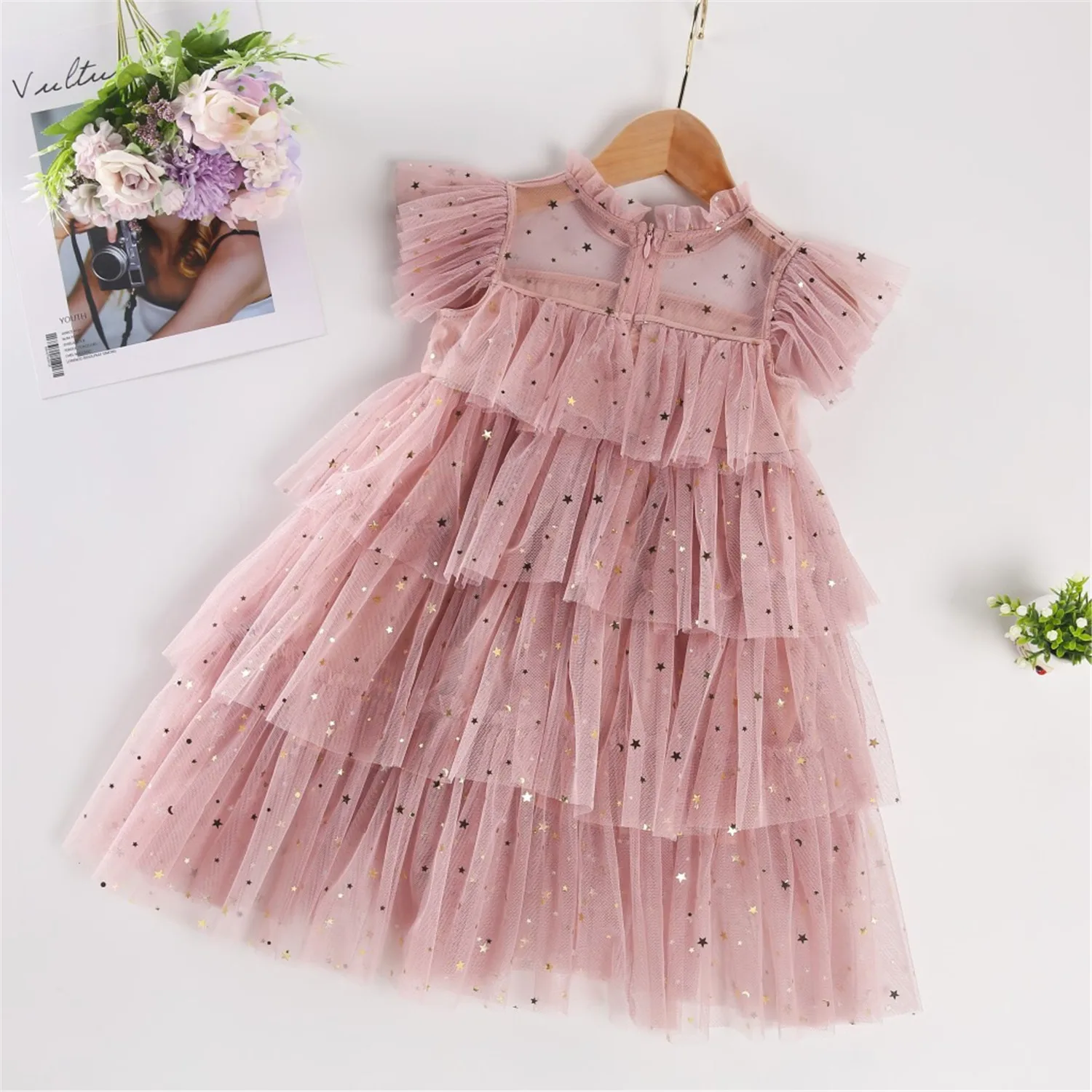 Girls dress Princess costume Summer Cake Layers Tutu Birthday Frocks for kids Party Casual Wear