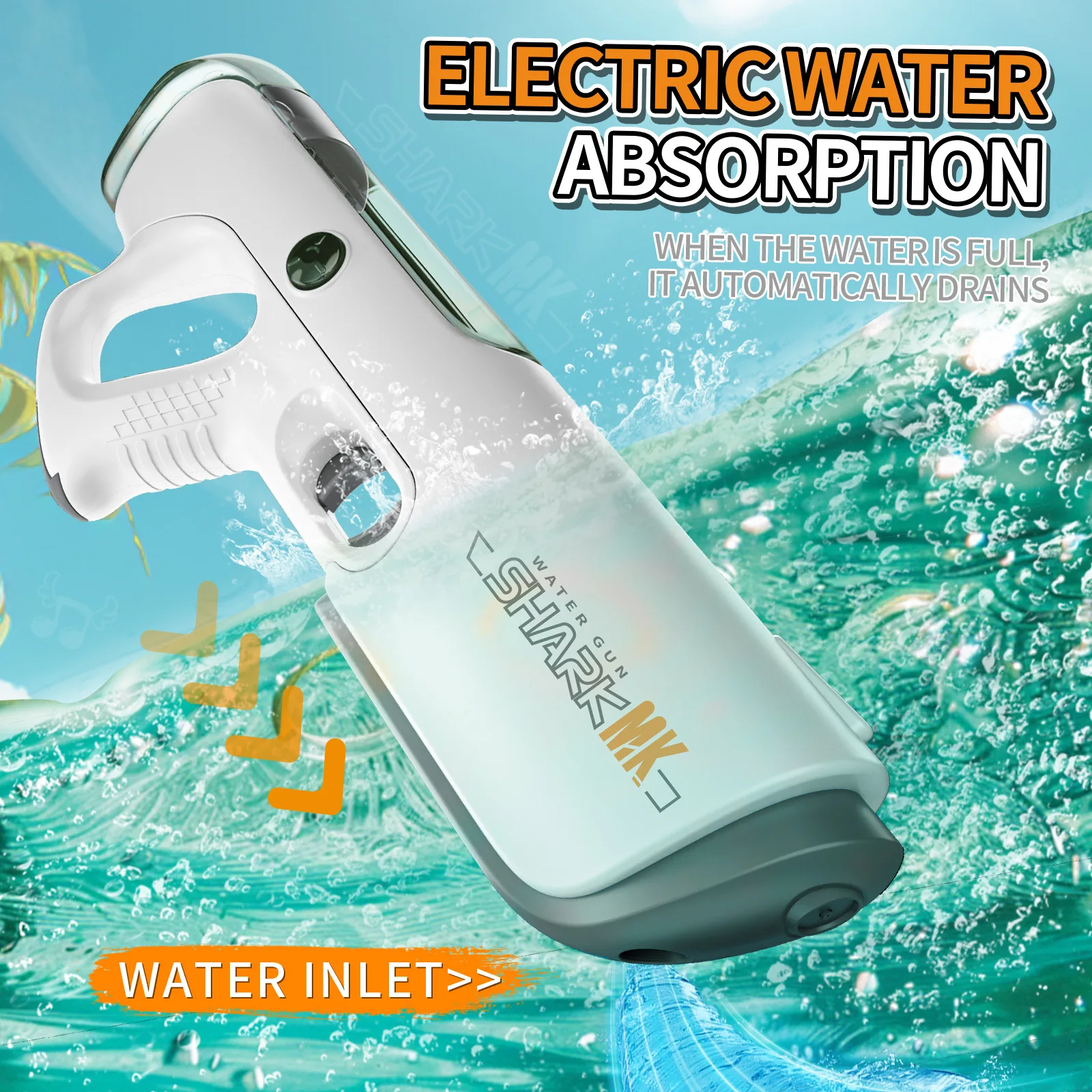 Pulse electric water gun automatic suction hair with light new summer boy water toy pool