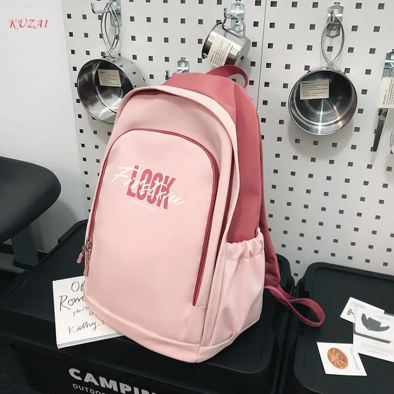 

KUZAI New Letter Printing Women Backpack Unisex Large Capacity Nylon Men Travel Bag Preppy Schoolbag for Teenage Girl Bookbag