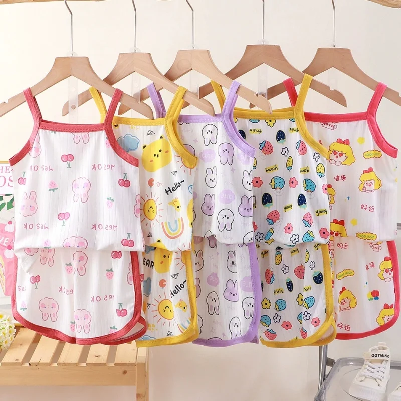 Girls Summer Clothes Sets Summer New Baby Sleeveless Tops + Shorts 2 Pieces Suit Girls Clothing Set Kids Cotton Clothes - 3