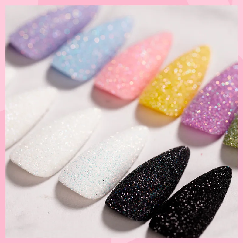 Nail Powder Glitter Decorations Shinning Iridescent Silver Black Nail Sugar Glitter Powder White Color UV Gel Polish Chrome Pigment Dust Nails Art Decoration